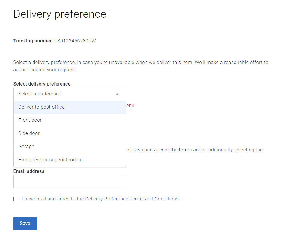 Selecting delivery preference